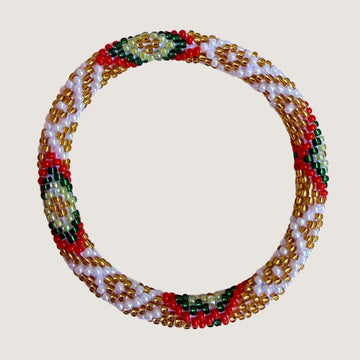Écru et rouge à motifs